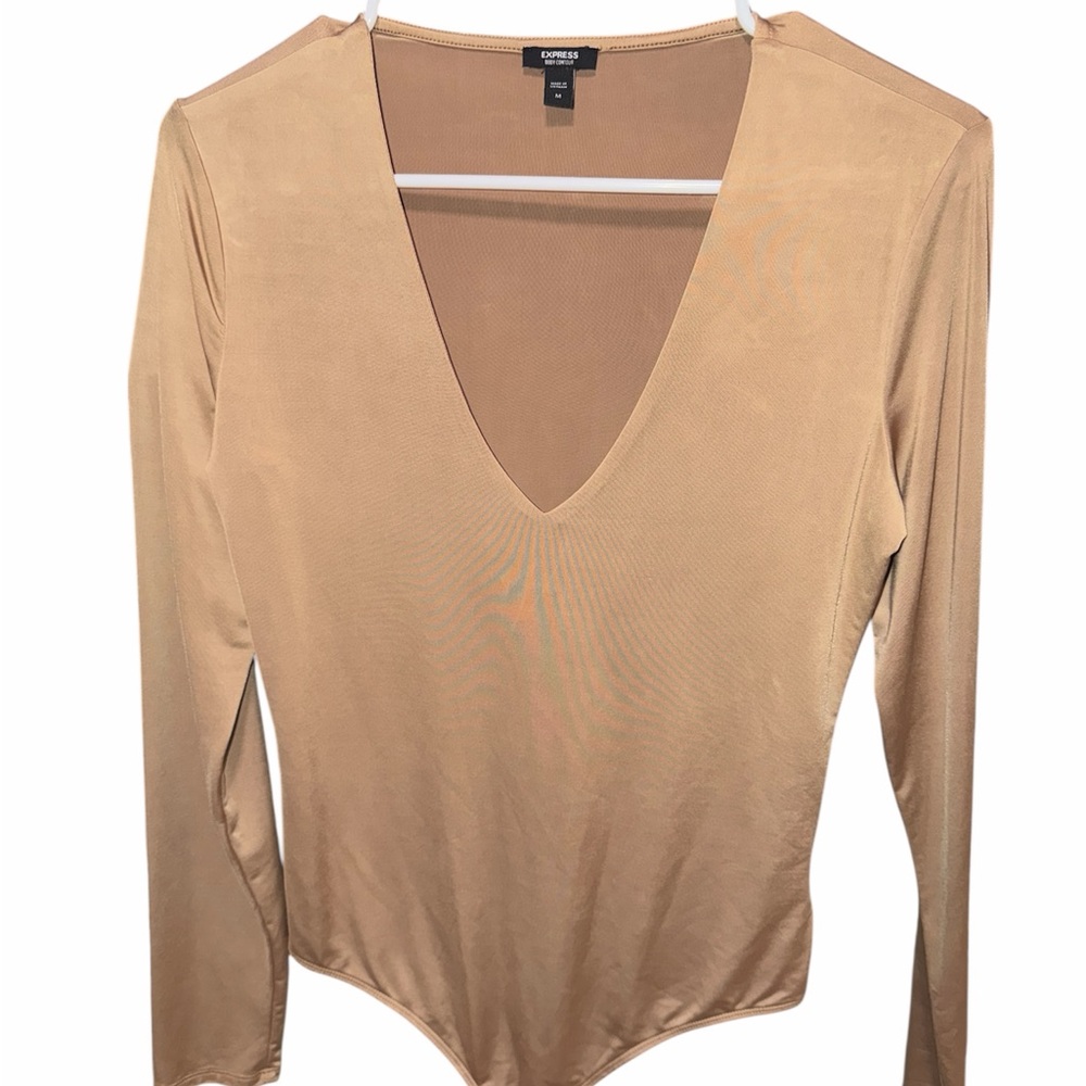 Express Camel V-Neck Bodysuit